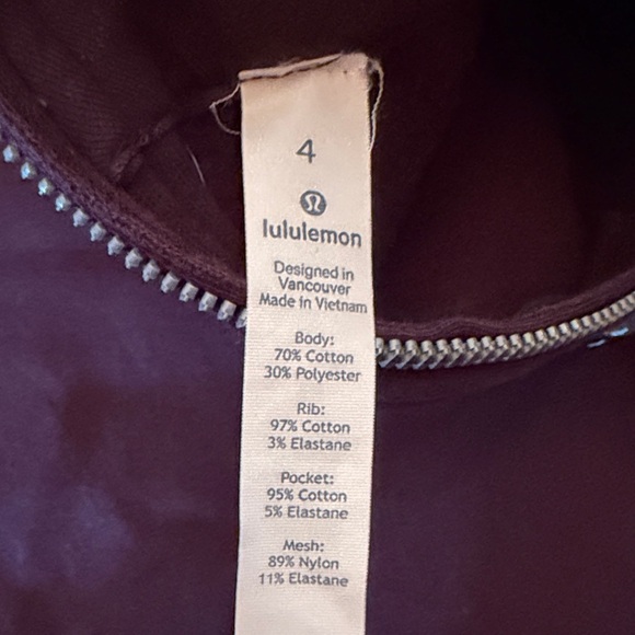 lululemon athletica Purple Sweater, velvet detail on shoulders, size 4 - Picture 3 of 3